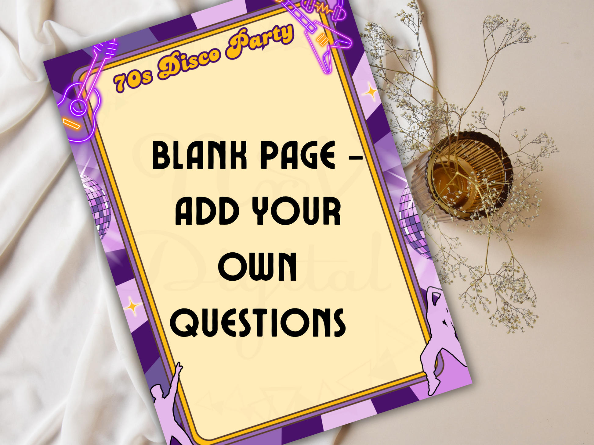 Boogie & Brains disco trivia cover page placed in lifestyle mockup