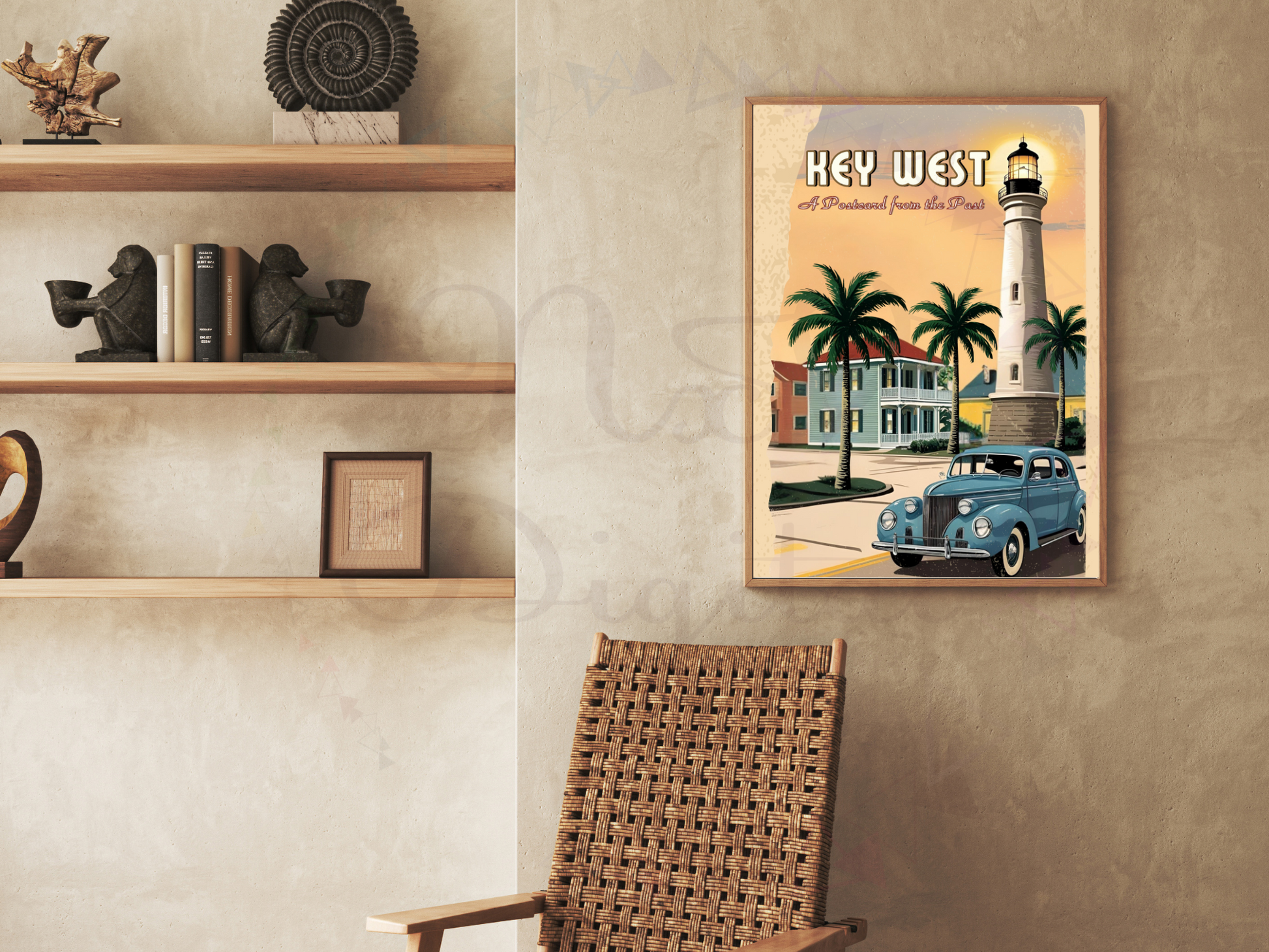 Book mockup featuring Key West digital art download