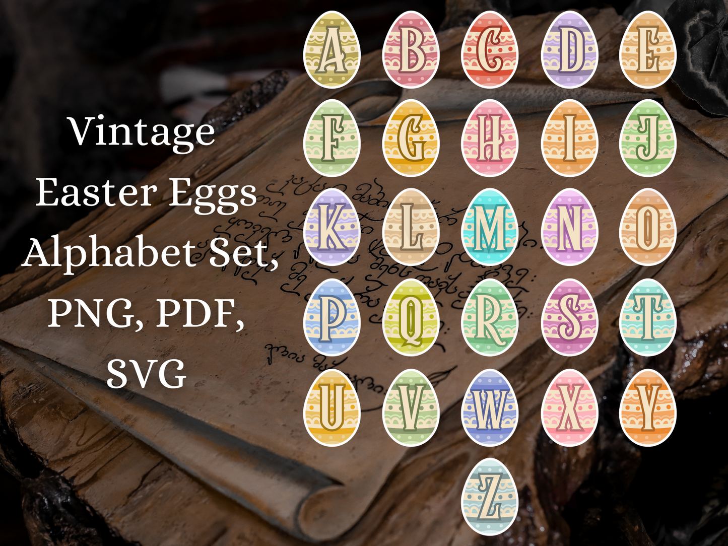 Vintage Easter Eggs Alphabet Junk Journal