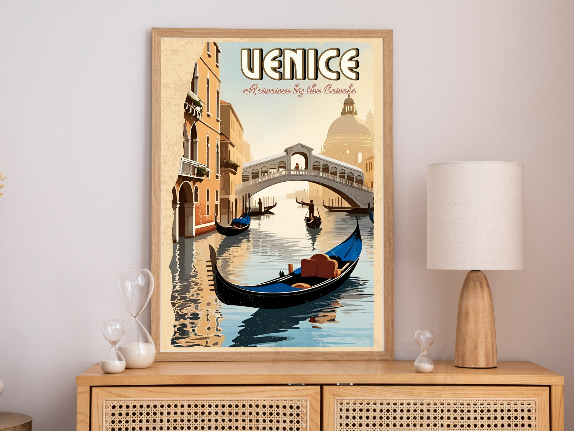 European cityscape wall art in retro style
