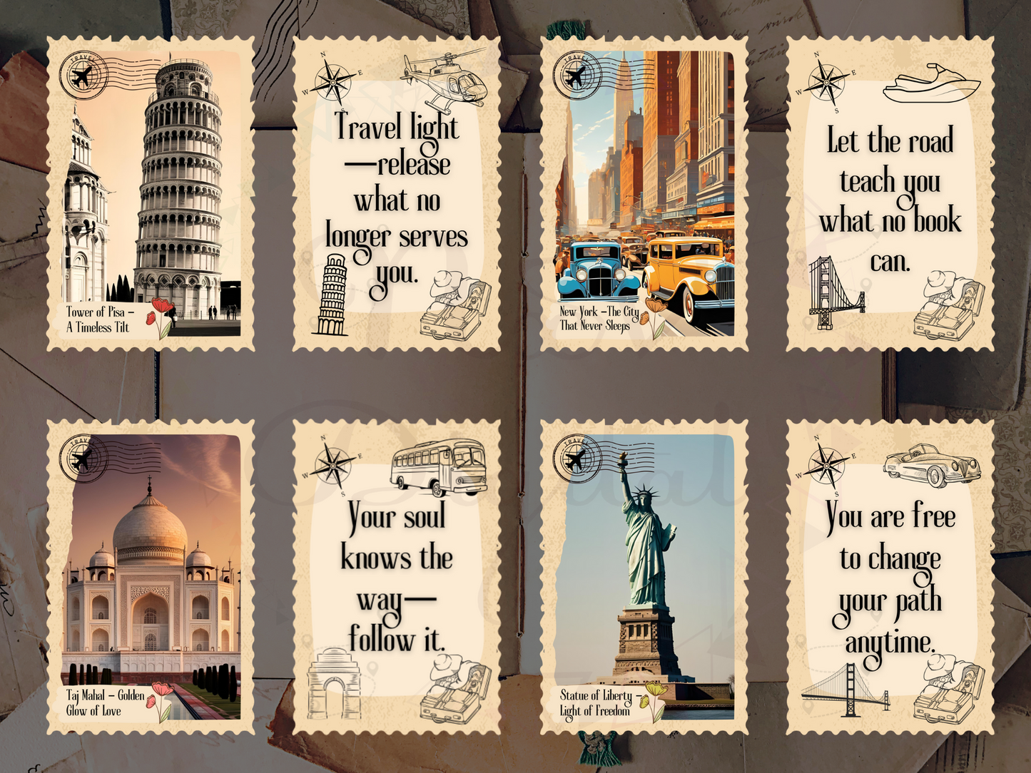 Vintage Travel 50 Affirmation Cards