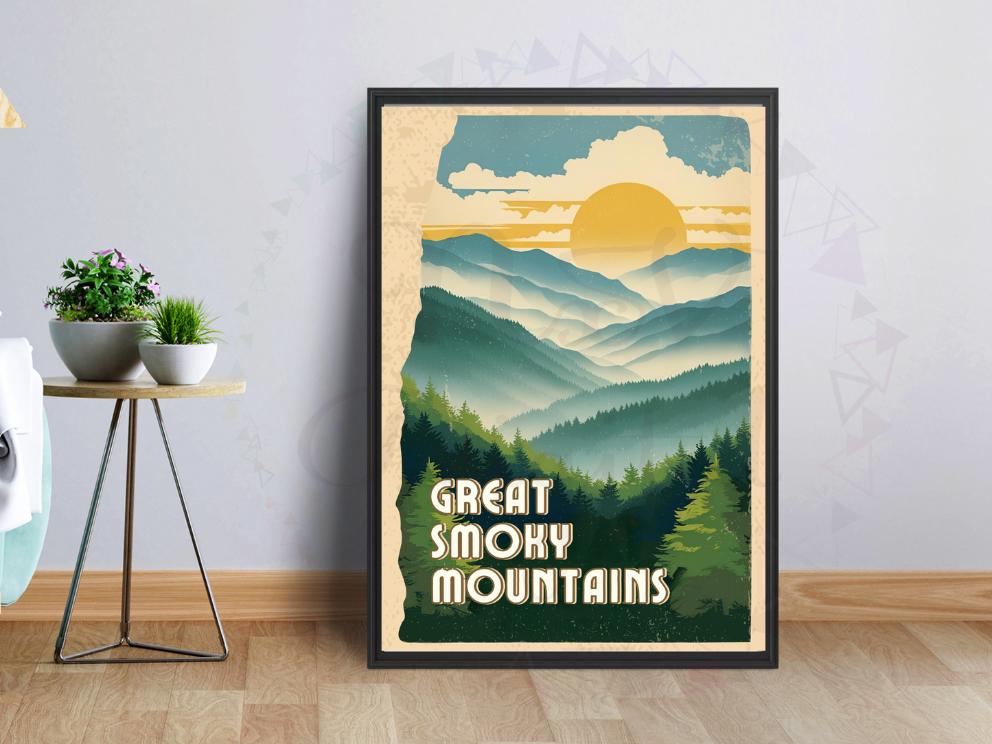 Scenic mountain poster for rustic home decor