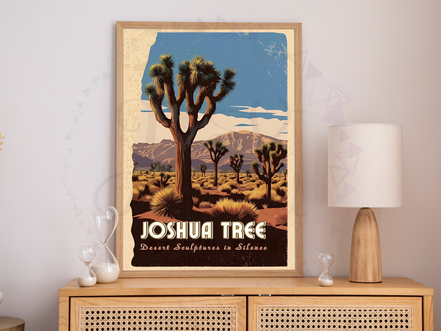 Flatlay mockup showing Joshua Tree poster page
