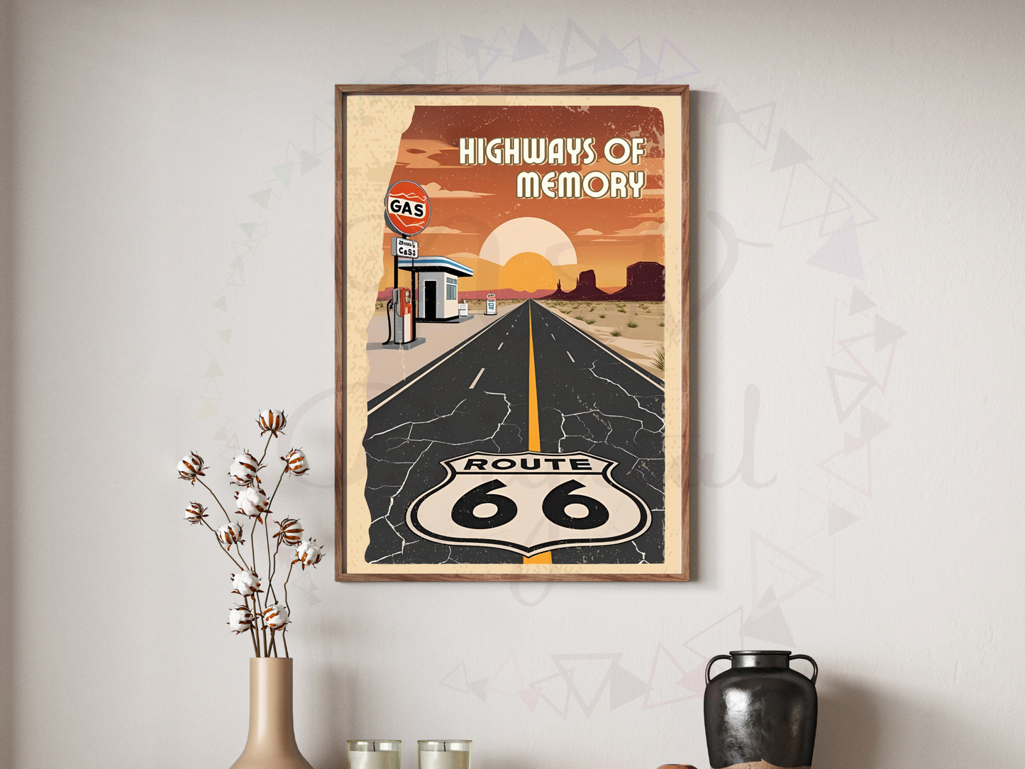 Route 66 Vintage Travel Poster | Retro Highway Printable Wall Art