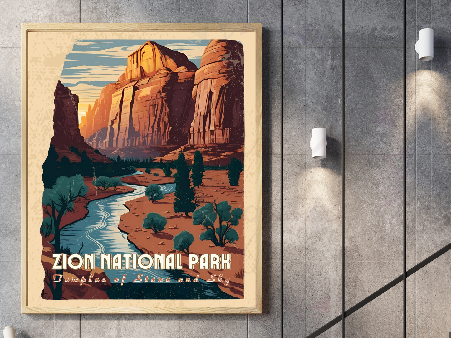 Zion National Park Vintage Poster | Utah Travel Wall Art Print
