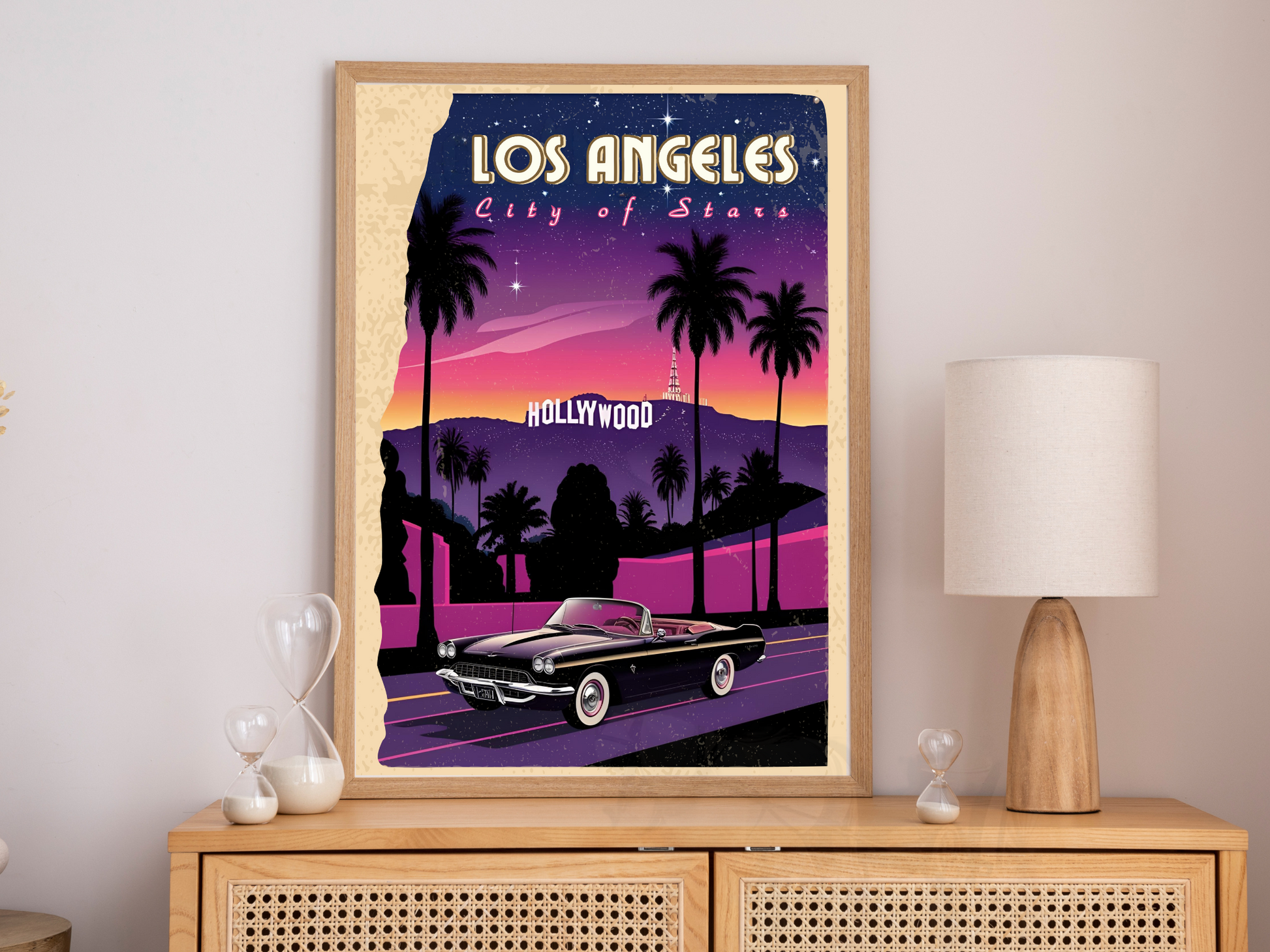 Framed retro Los Angeles poster for California lovers