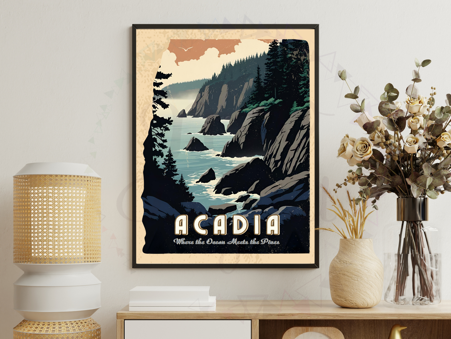 Acadia National Park Poster | Vintage Maine Travel Wall Art Print