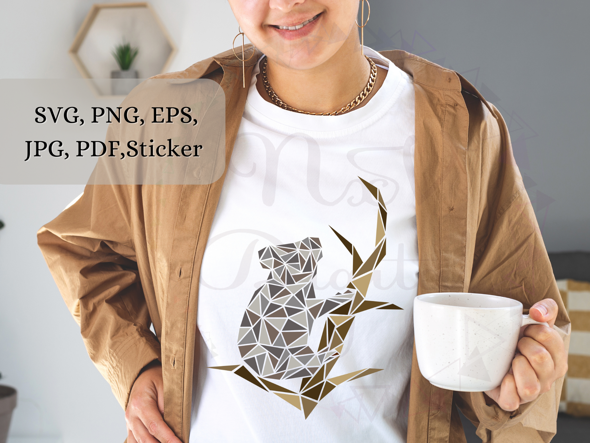 Tribal-inspired animal graphic for Tshirt or mug mockup