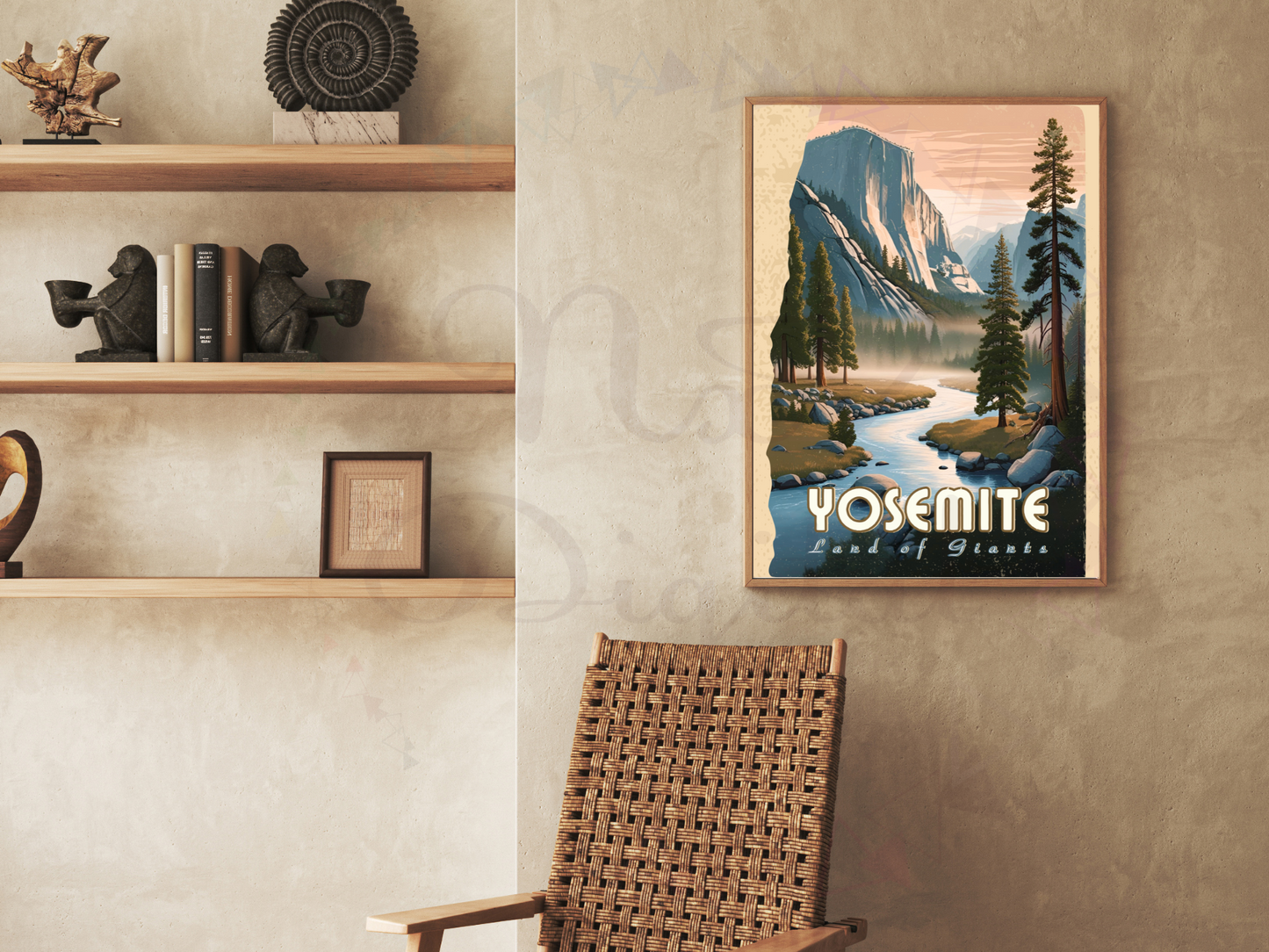 Old-school style Yosemite wall decor with a moody retro palette
