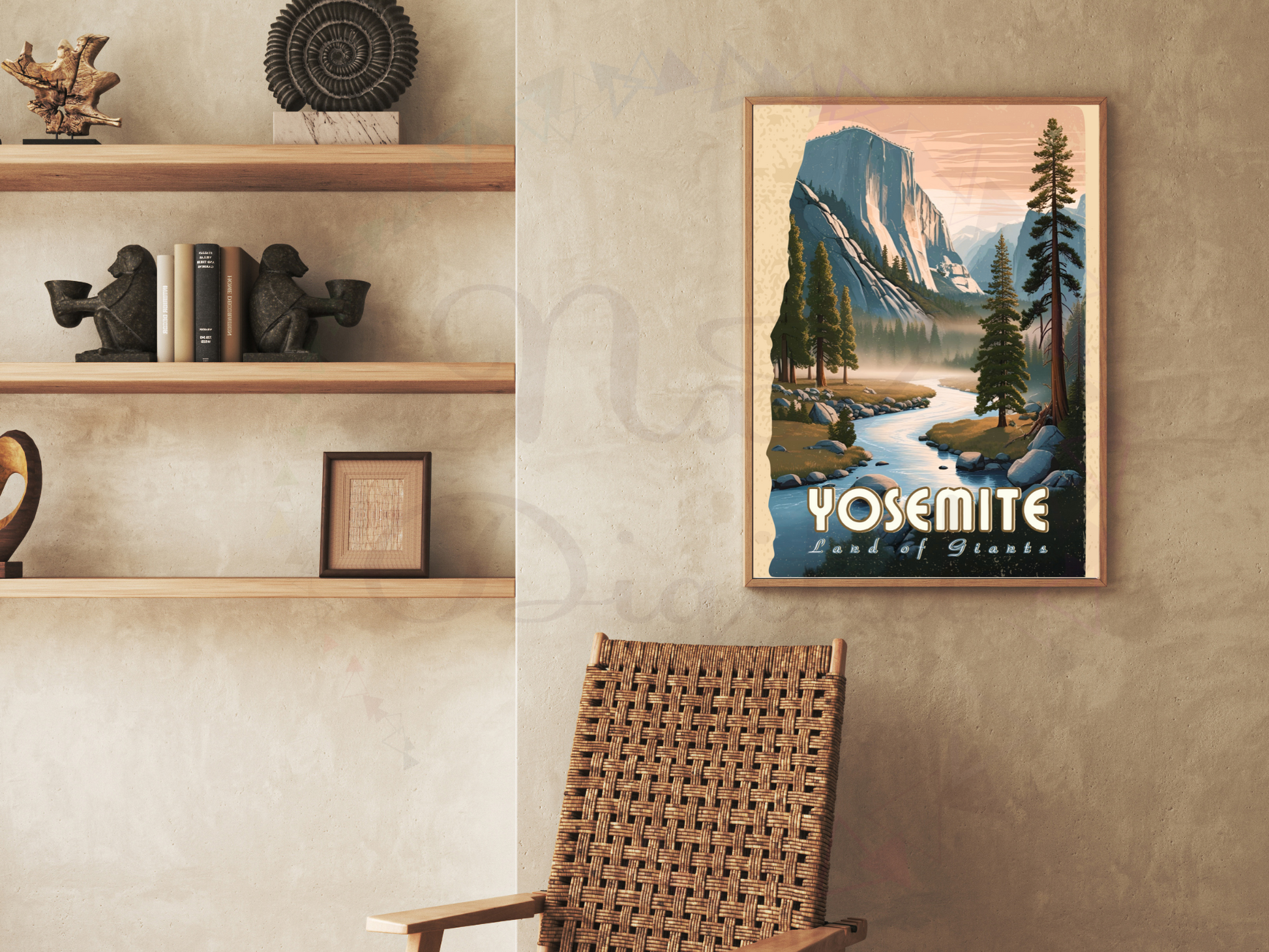 Old-school style Yosemite wall decor with a moody retro palette