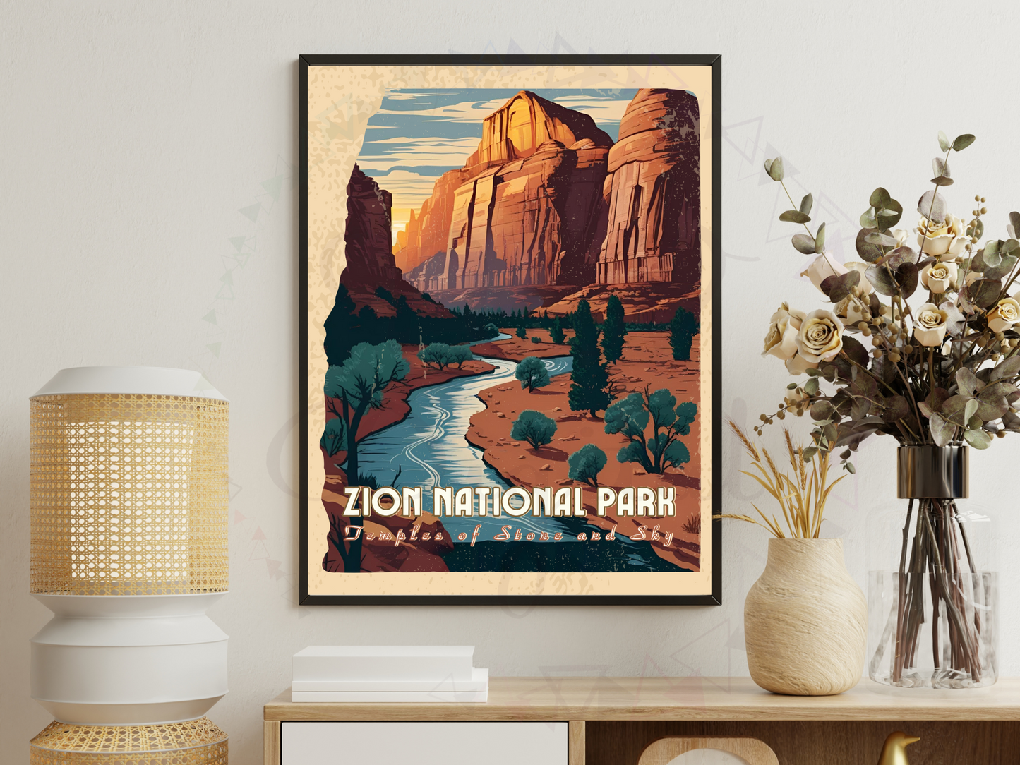 Zion National Park Vintage Poster | Utah Travel Wall Art Print