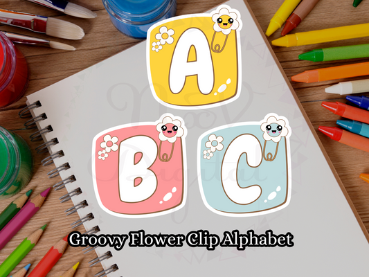 Set of 36 Groovy Flower Clip Alphabet Letter