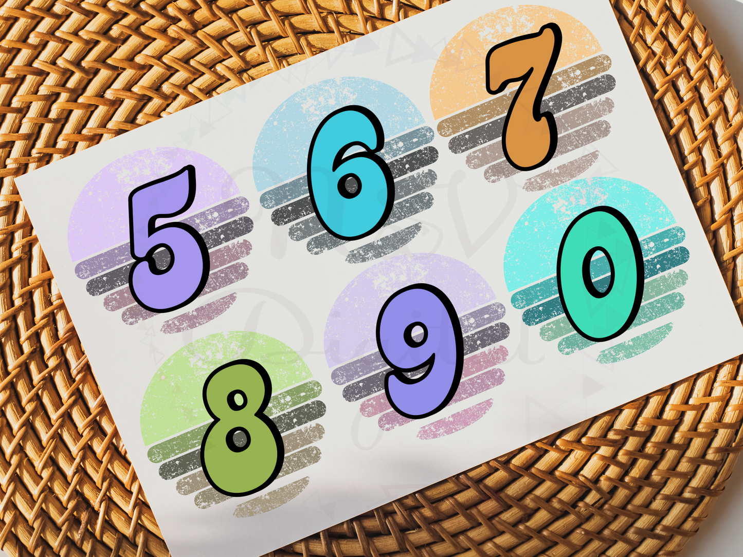 Set of 36 Retro Sunset Alphabets