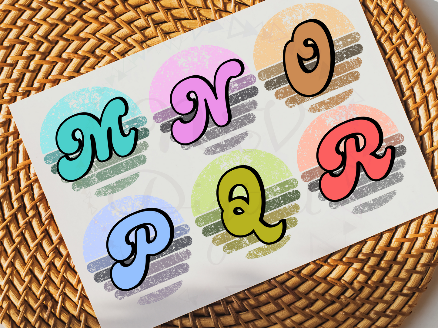 Set of 36 Retro Sunset Alphabets