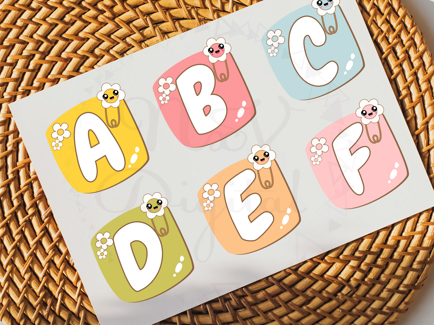 Set of 36 Groovy Flower Clip Alphabet Letter