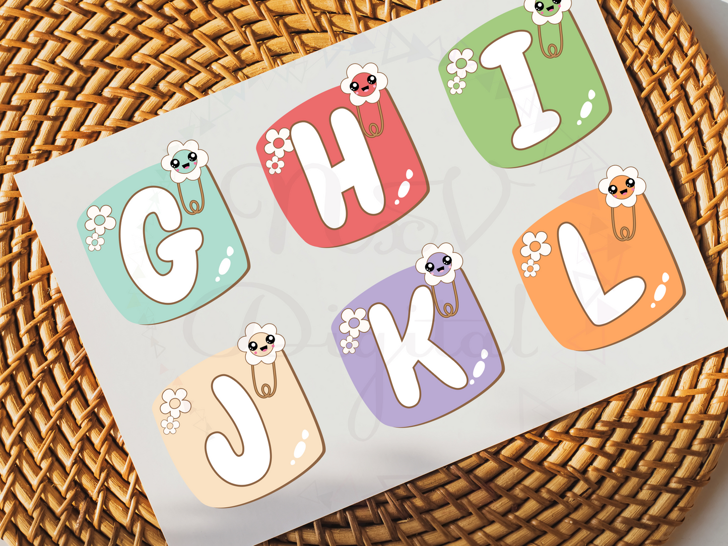 Set of 36 Groovy Flower Clip Alphabet Letter