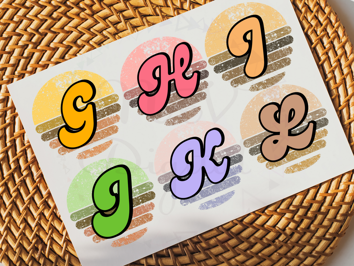 Set of 36 Retro Sunset Alphabets