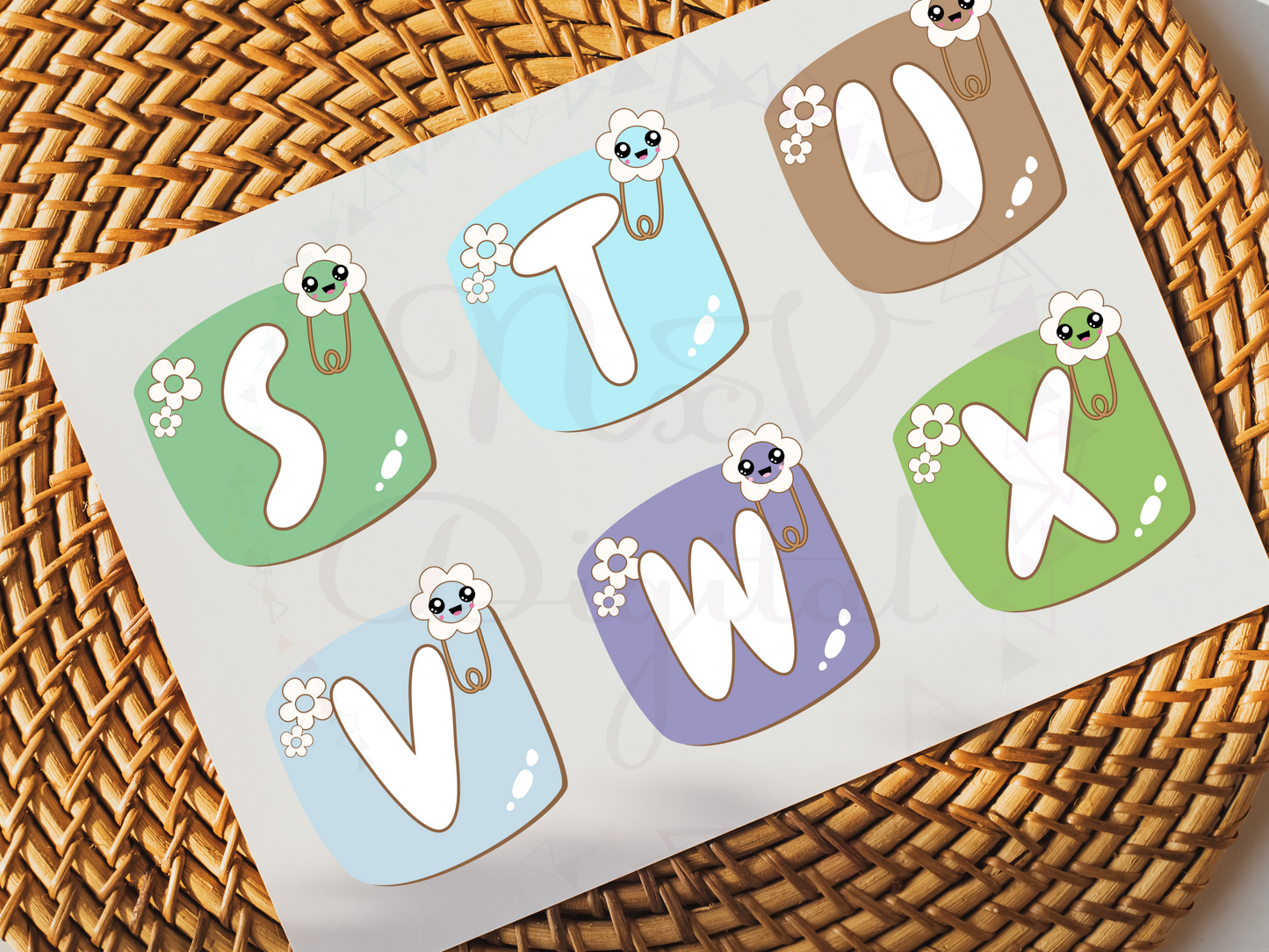 Set of 36 Groovy Flower Clip Alphabet Letter