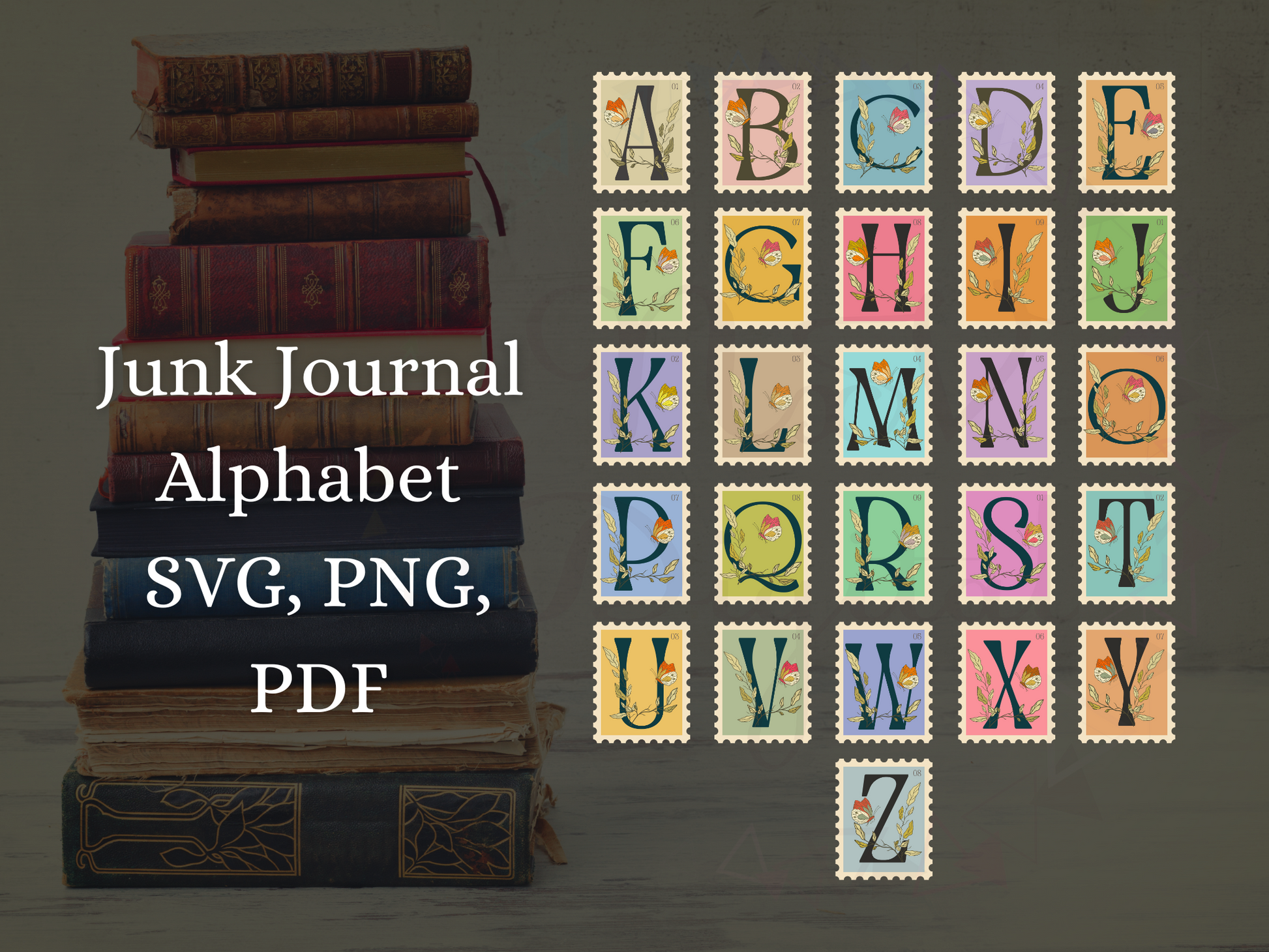 stamp doodle Butterfly with floral vintage style