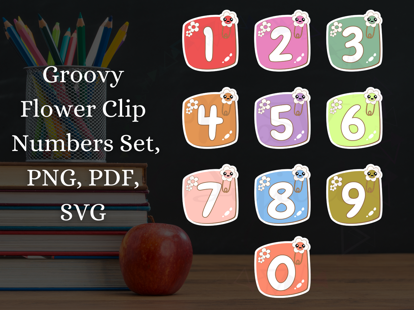 Set of 36 Groovy Flower Clip Alphabet Letter