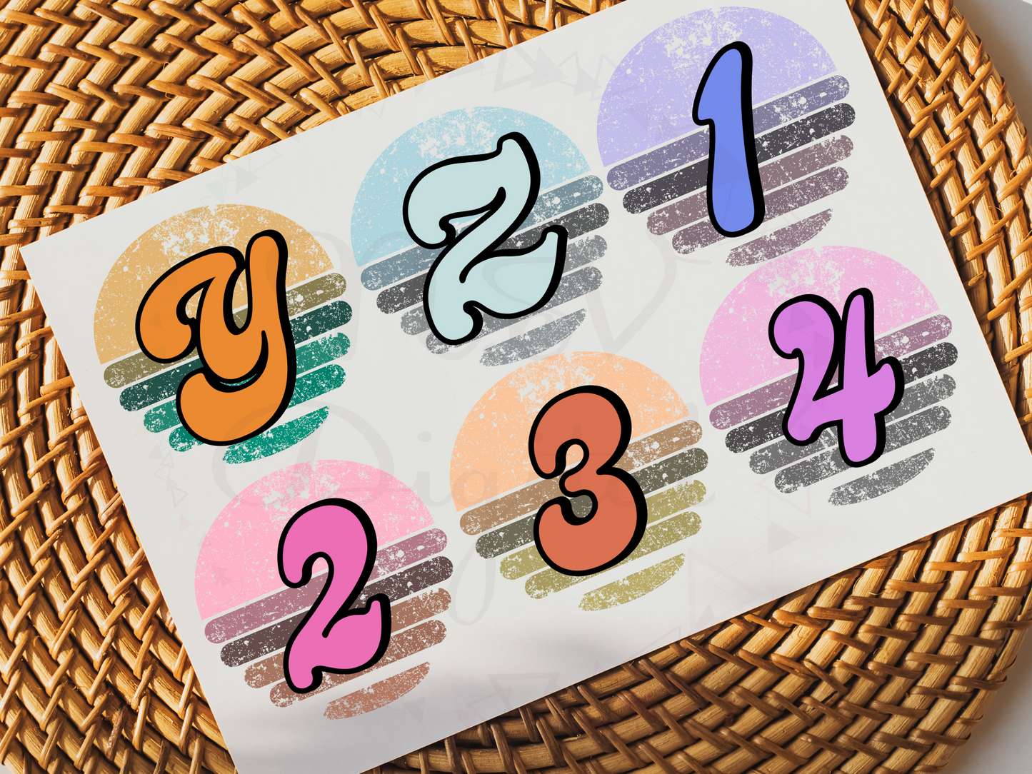 Set of 36 Retro Sunset Alphabets