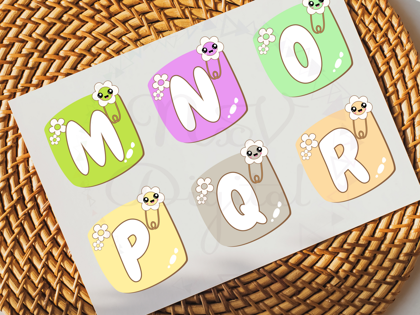 Set of 36 Groovy Flower Clip Alphabet Letter