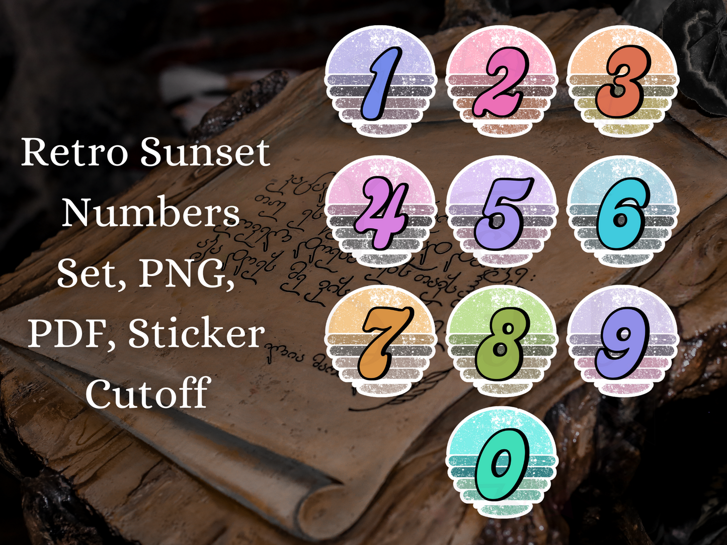 Set of 36 Retro Sunset Alphabets