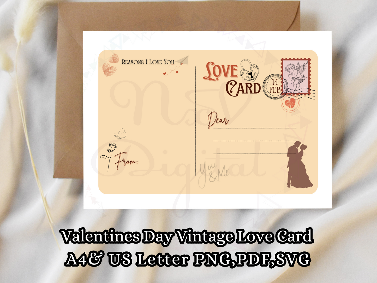 Vintage Love Card Cupid Postage Stamp