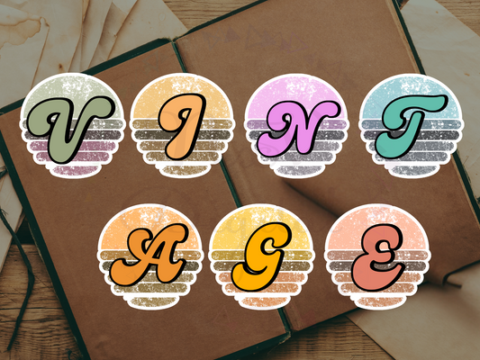 Set of 36 Retro Sunset Alphabets