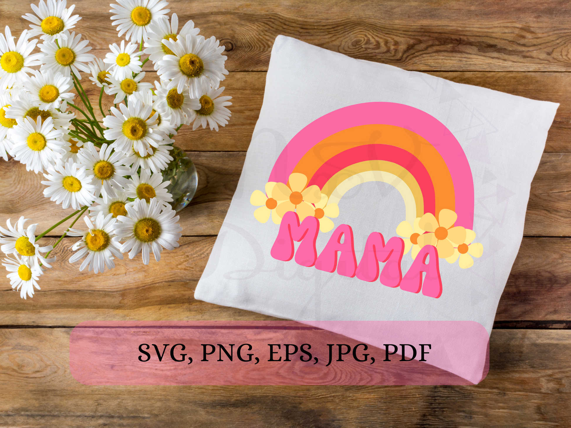 mama rainbow on pillow