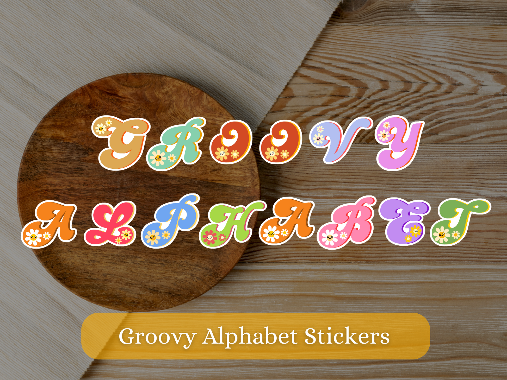 groovy alphabet stickers