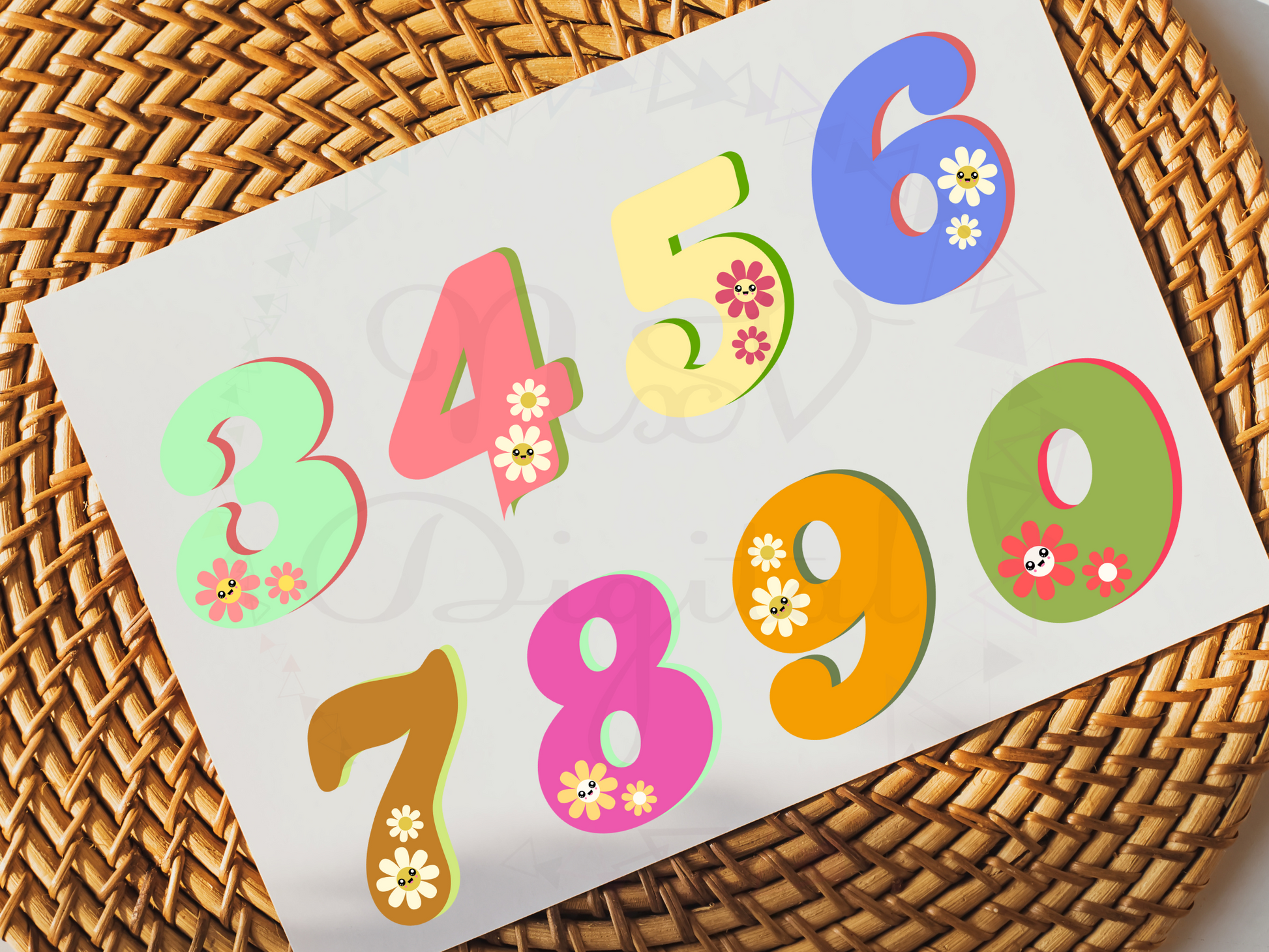 groovy number with flower