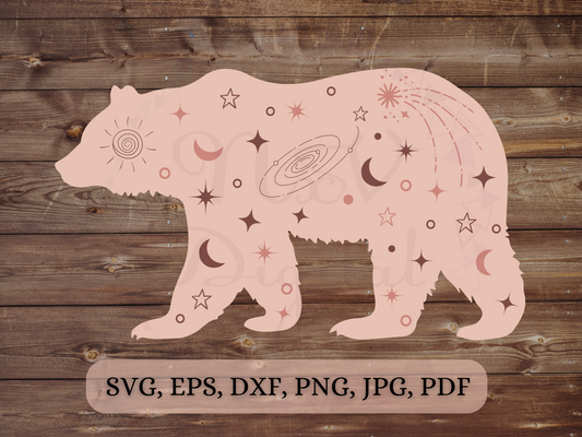 Boho Celestial Magical Bear walking