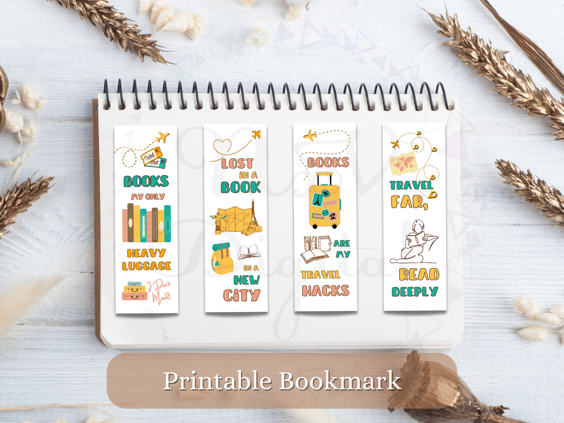 traveler-themed bookmarks with the wordings and doodles