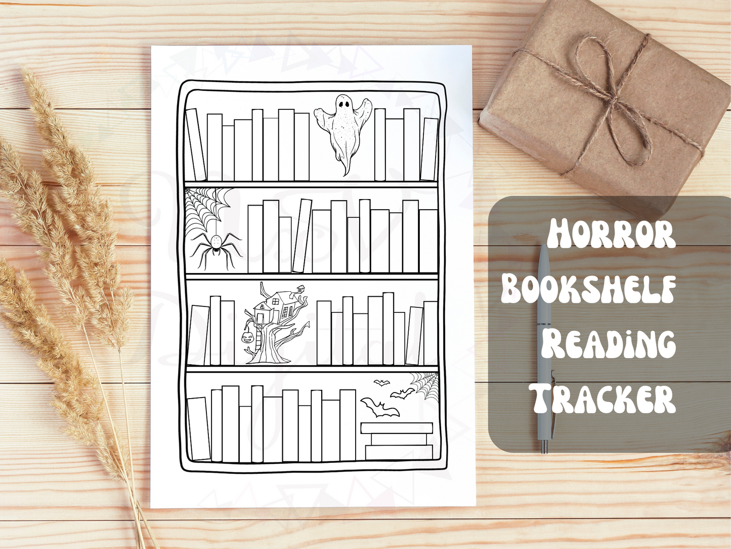 Horror Printable Bookshelf Bookmarks, Reading tracker