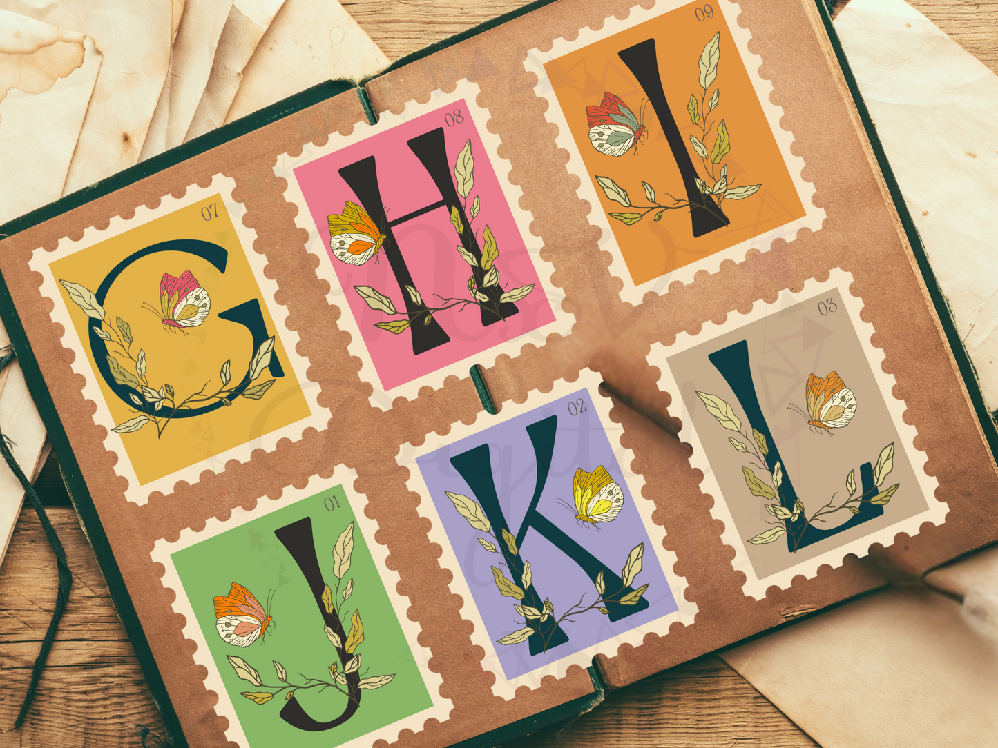 Junk Journal Postage Stamp Alphabet