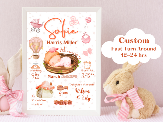 Peach New Born Baby Printable Gift