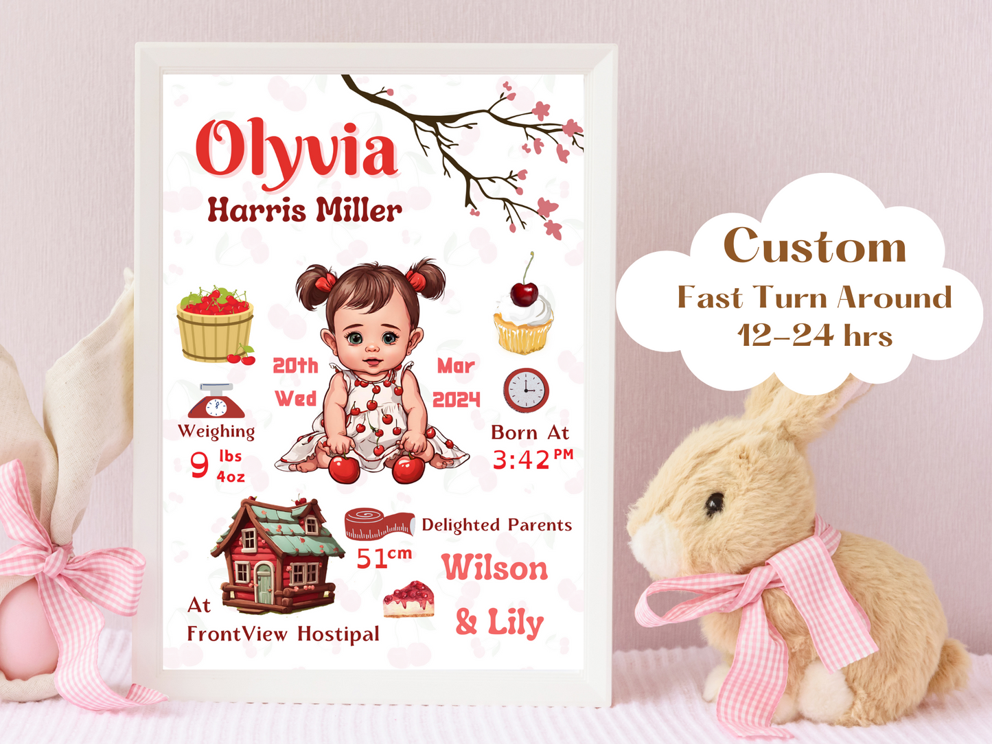 Cherry New Born Baby Gift Personalised Gift