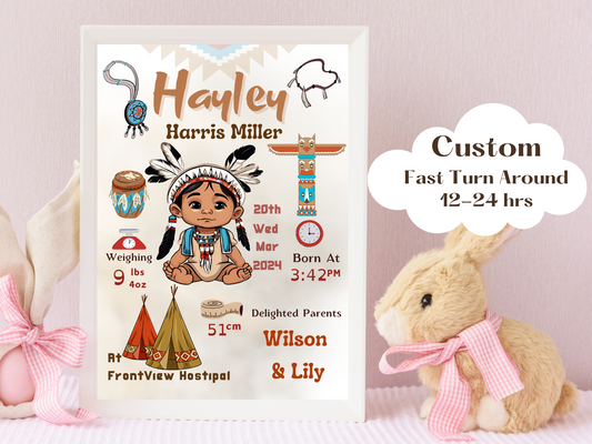 Native American New Born Baby Girl Custom Gift