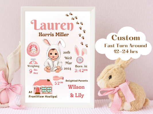 Pink Rabbit New Born Baby Gift