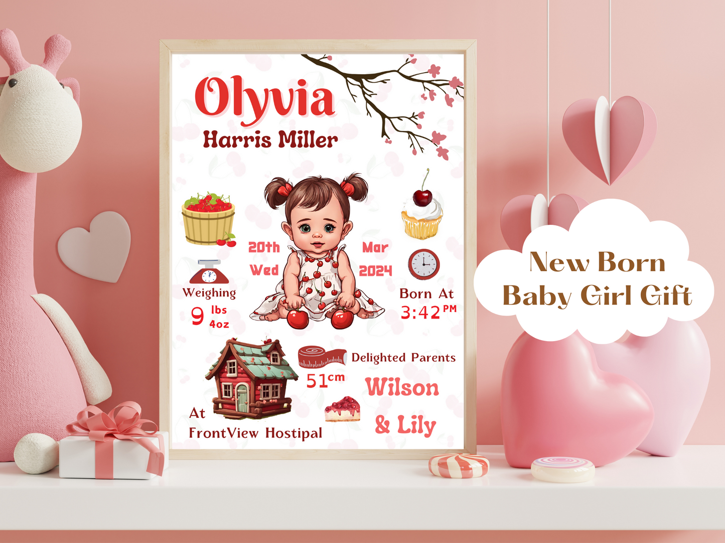 Cherry New Born Baby Gift Personalised Gift