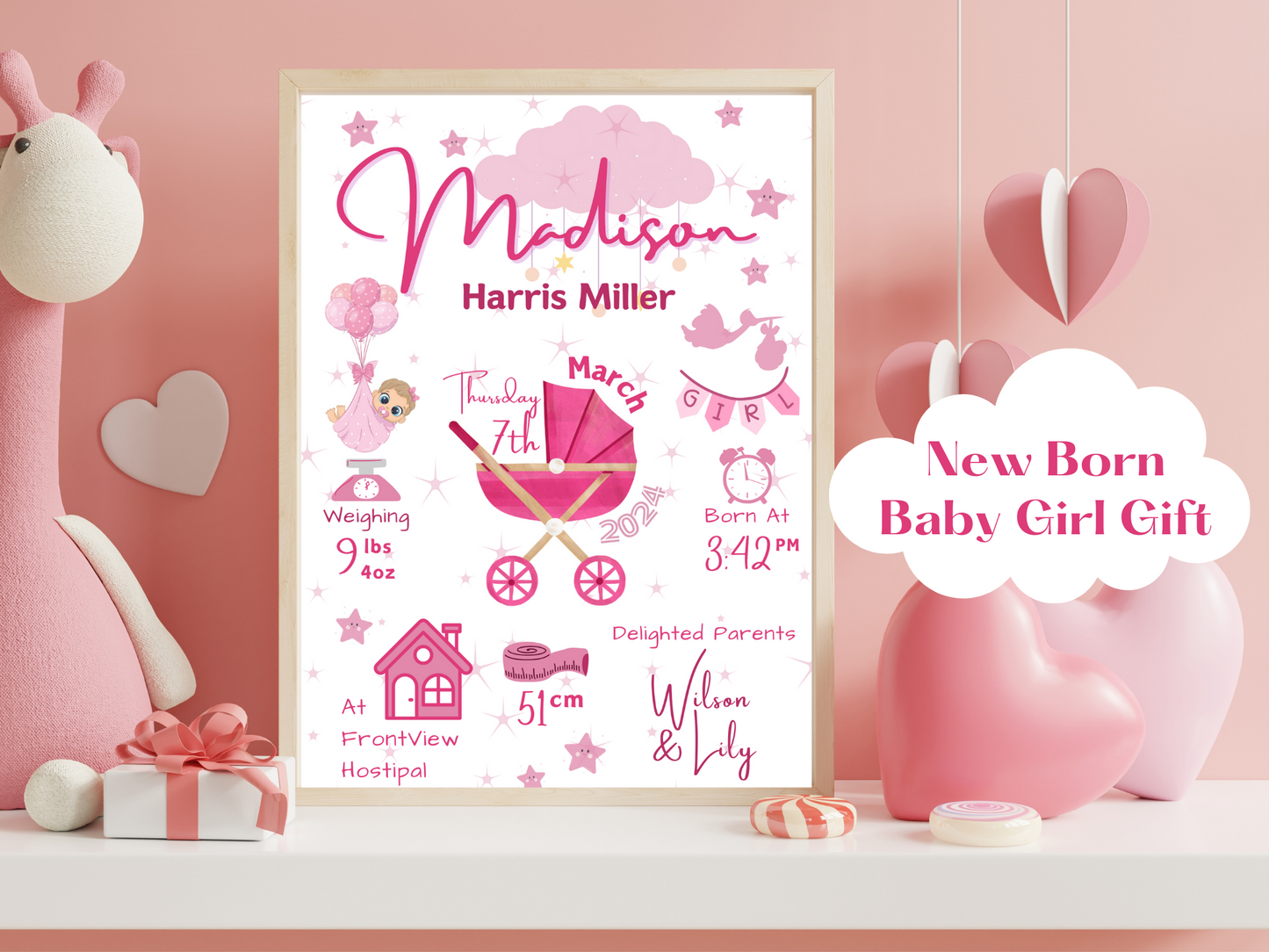 Pink New Born Baby Girl Gift