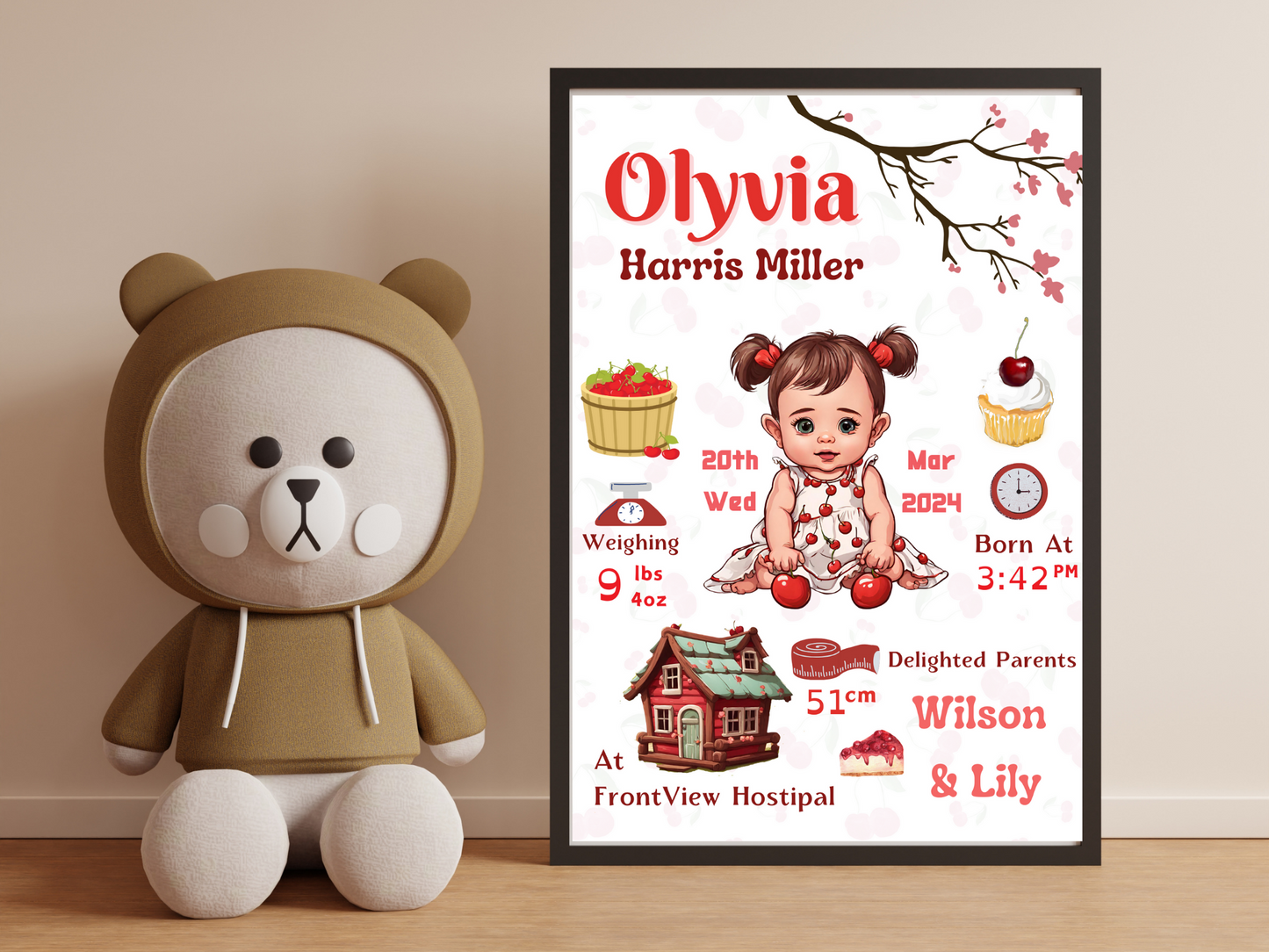 Cherry New Born Baby Gift Personalised Gift