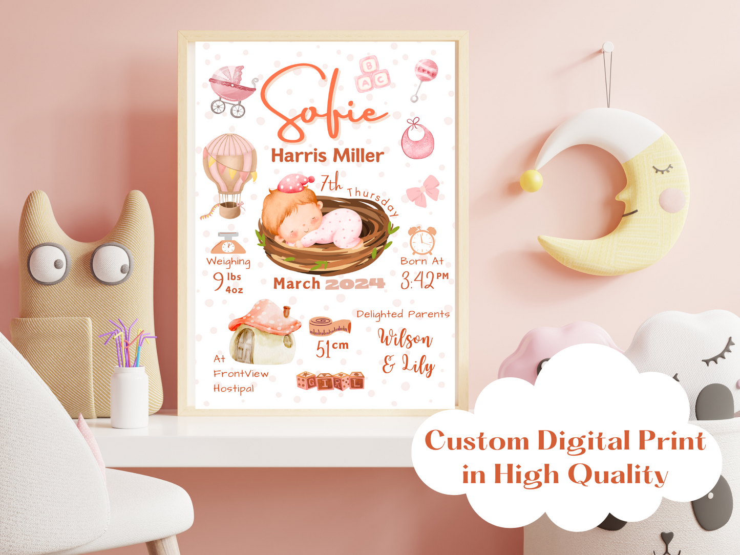 Peach New Born Baby Printable Gift