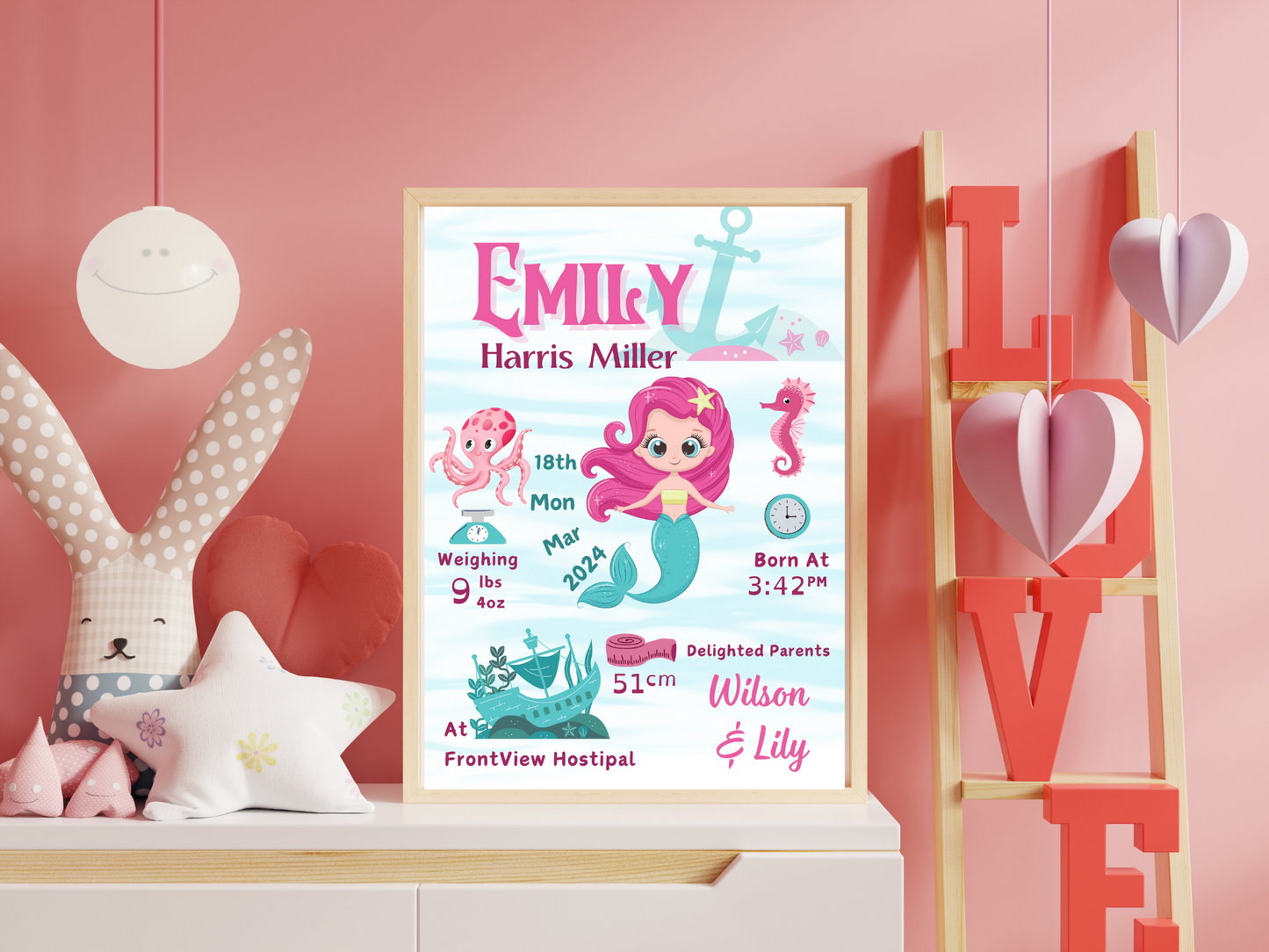 Mermaid New Born Baby Girl Custom Gift