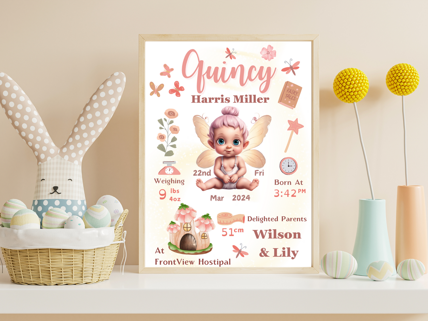 Fairy New Born Girl Baby Printable Gift