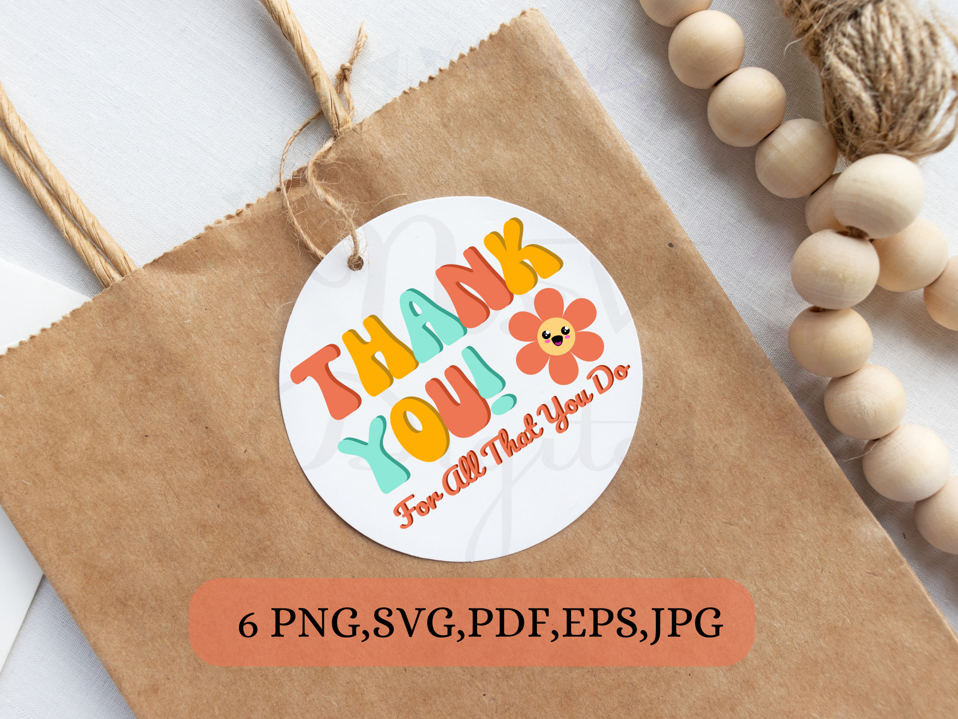 Thank you flower for all that you do teacher gift tag png