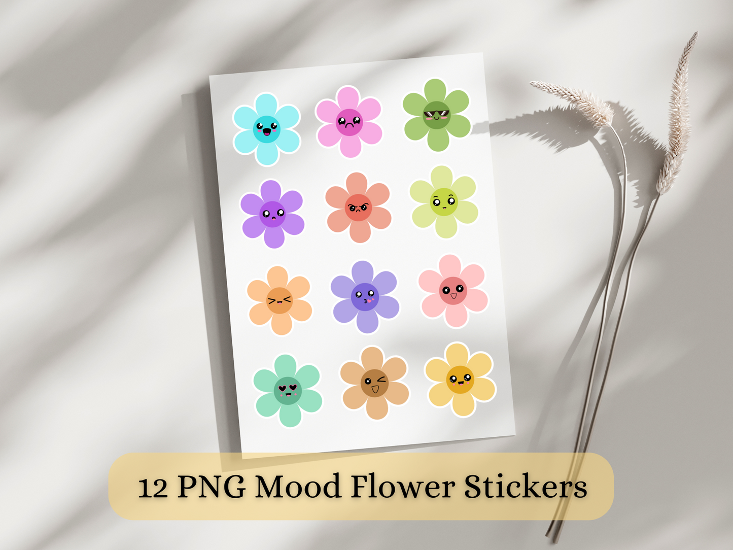 Cute Mood Flower Sticker bundle Png