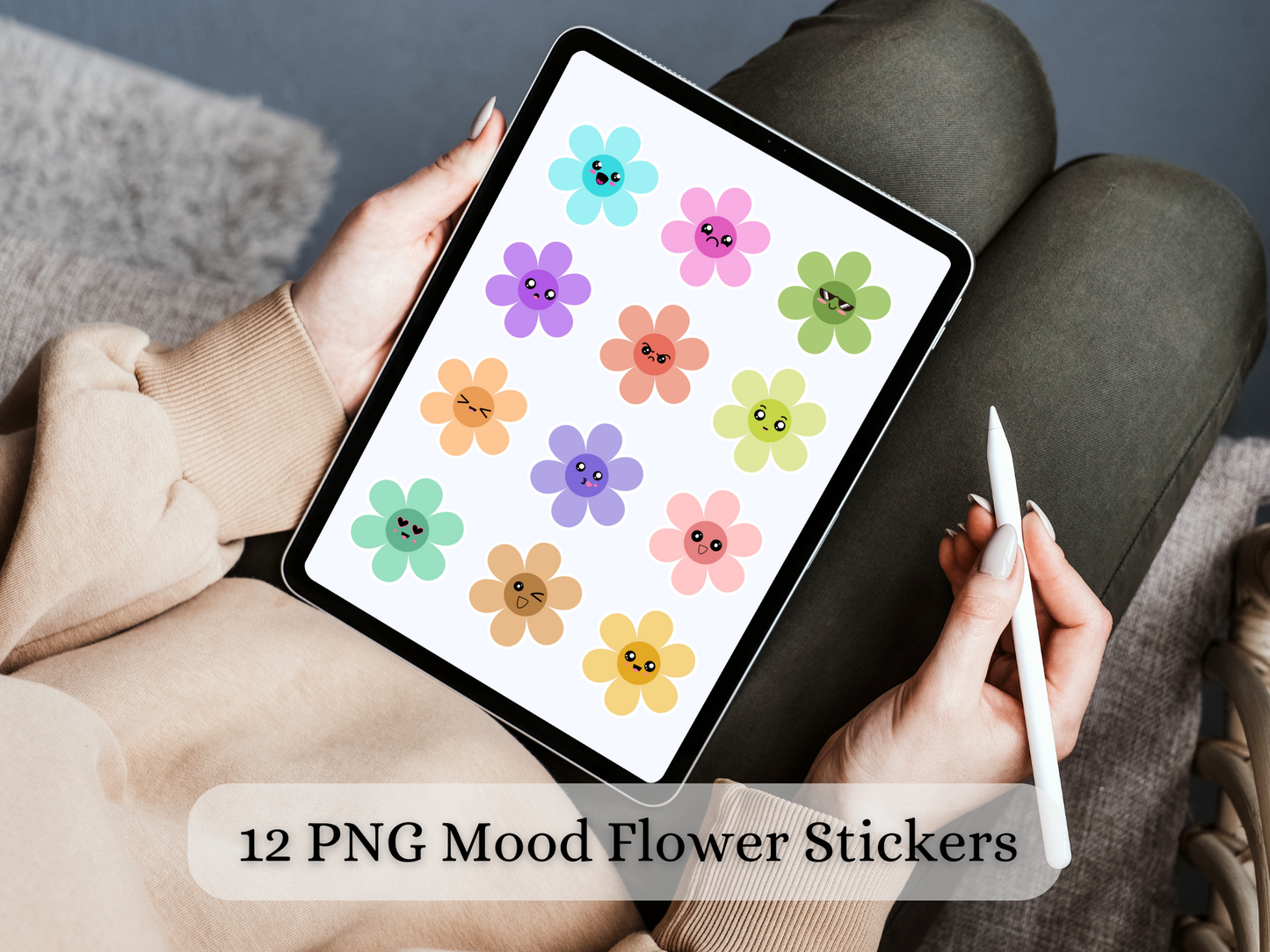 Cute Mood Flower Sticker bundle Png