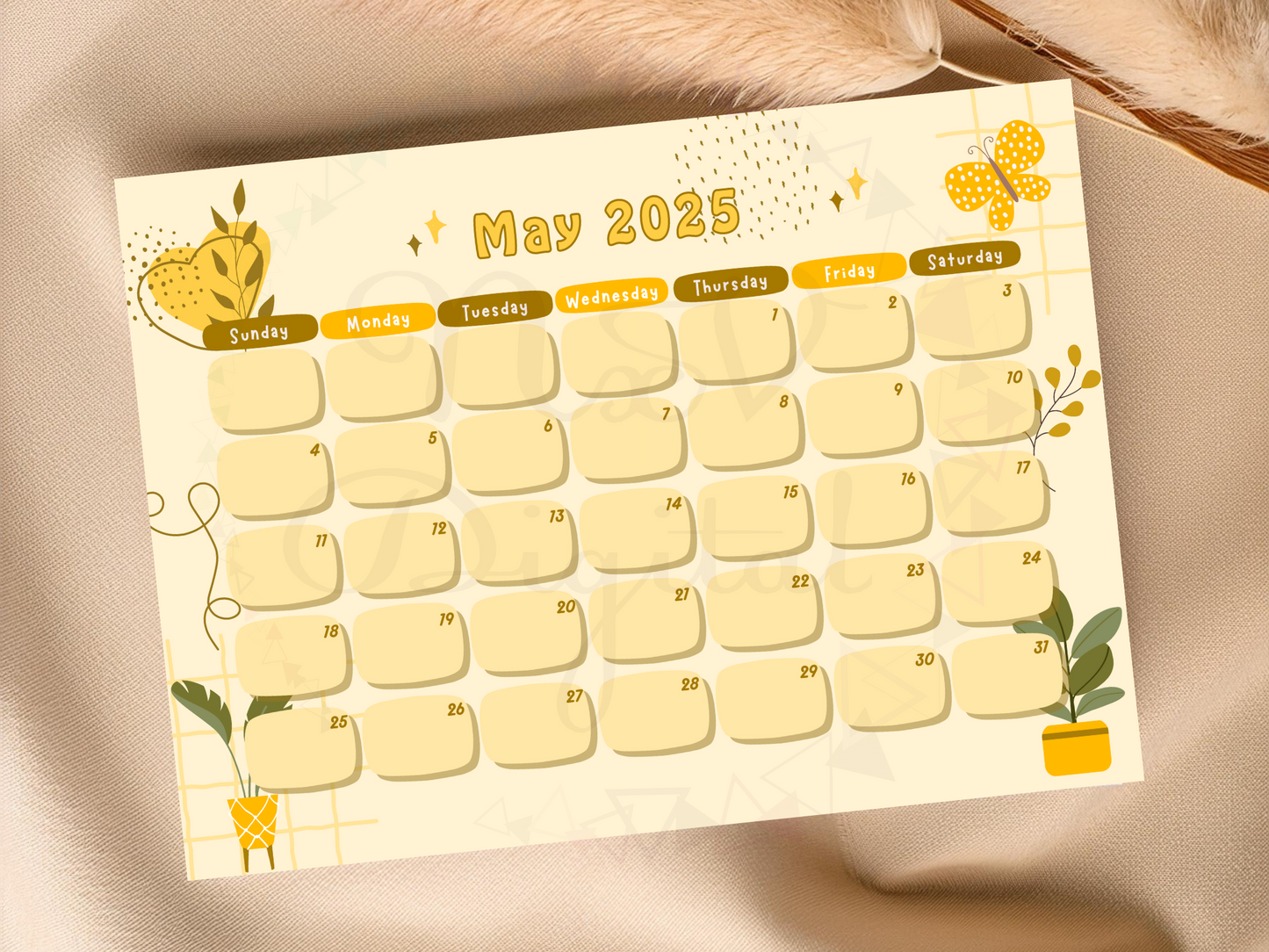 Boho Floral Monthly Planner Calendar 2025